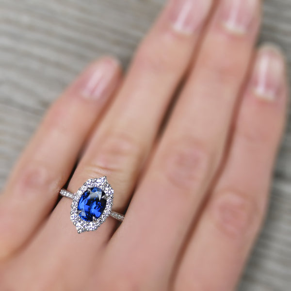 Sofia Oval Blue Sapphire Ring 2.18ctw Kristin Coffin Jewelry
