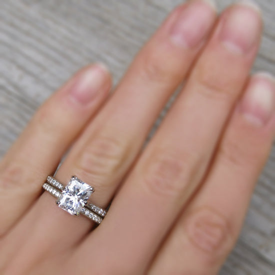 Naomi Radiant Moissanite Ring 1.8ct Kristin Coffin Jewelry