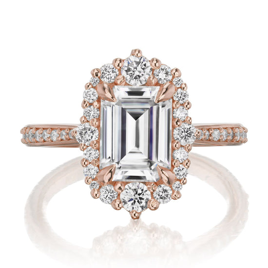 Halo Emerald Cut Ring & Diamond Wedding Band Set from Black Diamonds New  York