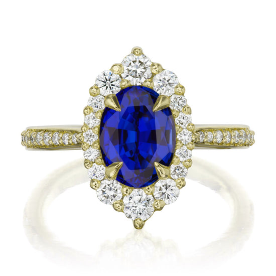 Blue Sapphire Engagement Ring with Diamonds Accents