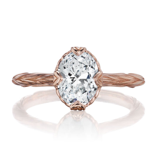 ::color_rose ::| 1ctw oval lab-grown diamond solitaire engagement ring Olivia rose gold front view