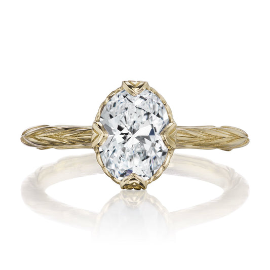 ::color_yellow ::| 1ctw oval lab-grown diamond solitaire engagement ring Olivia yellow gold front view