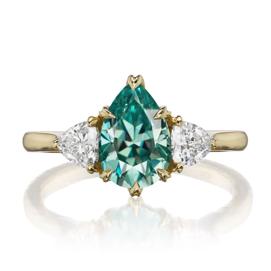 Brynn | Pear Teal Moissanite Ring (1.92ctw) | Kristin Coffin Jewelry