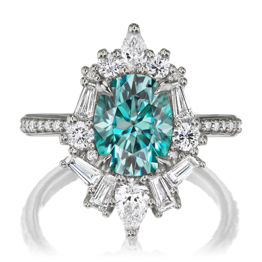 ::color_white ::shank_halfway_three-quarters ::shank_three-quarters_halfway_no ::| 2.80ctw+ oval aqua-teal moissanite engagement ring Nyx white gold diamond shank front view
