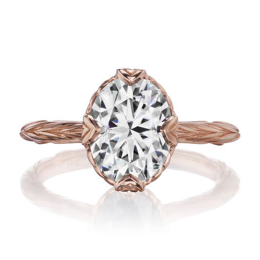::color_rose ::| 2.1ctw oval moissanite solitaire engagement ring Olivia rose gold front view