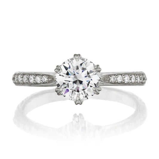 ::color_white ::| 1ctw round lab-grown diamond engagement ring Camille white gold diamond shank front view
