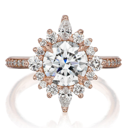 ・ZAHRA・Moissanite Center, Diamond Halo (2.09ctw, Ready to Ship)