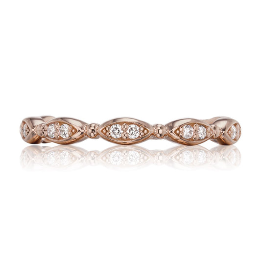 ::color_rose ::| Marquise patterned diamond wedding band Margo rose gold front view