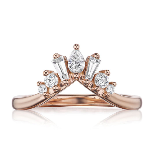 ::color_rose ::| Fancy diamond contour crown band Wisteria rose gold front view